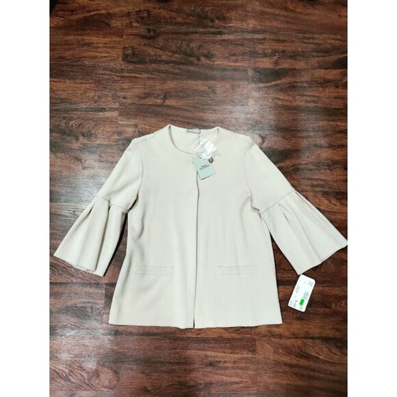 NWT Maria Bellentani Bell Sleeve Two-Button Front Cardigan Beige M - Picture 14 of 14